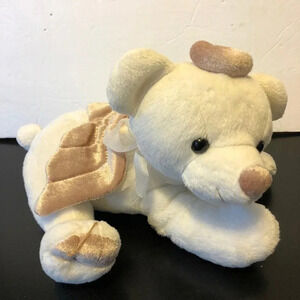 Vintage Plush Cute Baby Polar Bear with Halo and Angel Wings